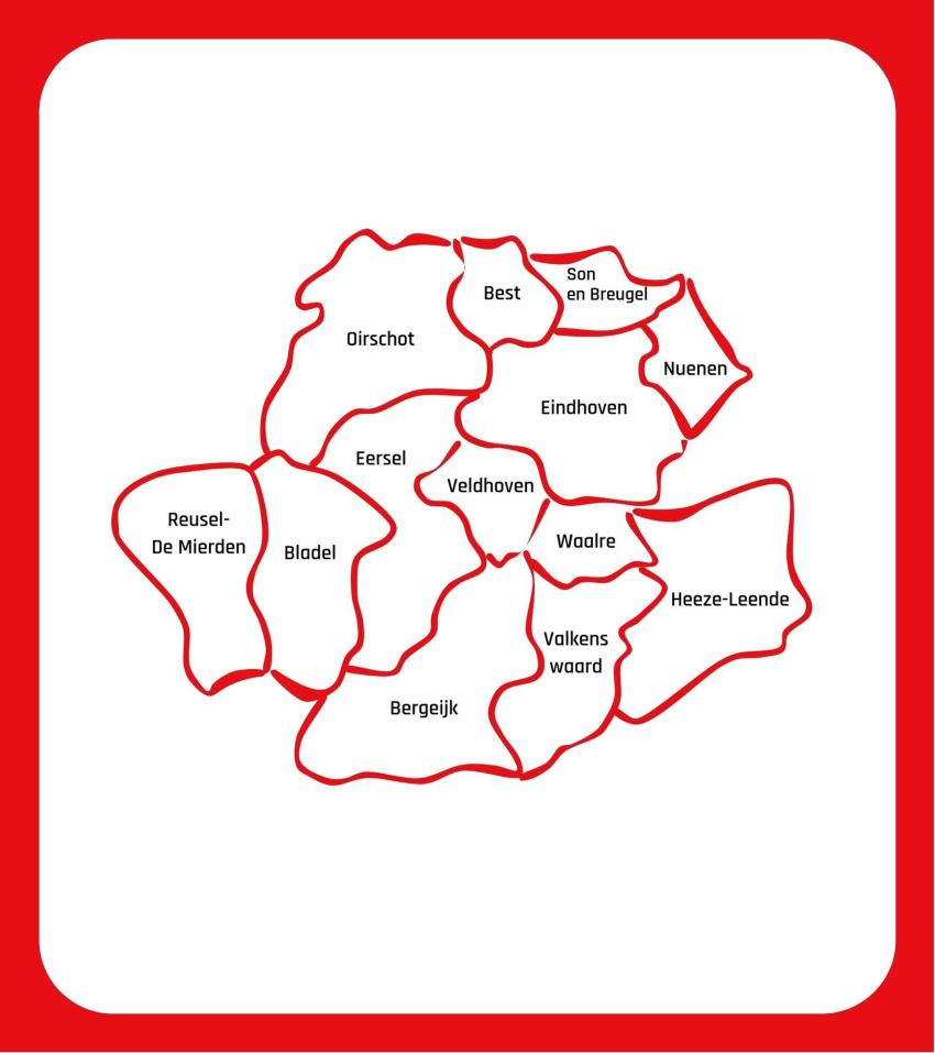 Kaart met de deelnemende gemeenten, klik voor een vergroting
