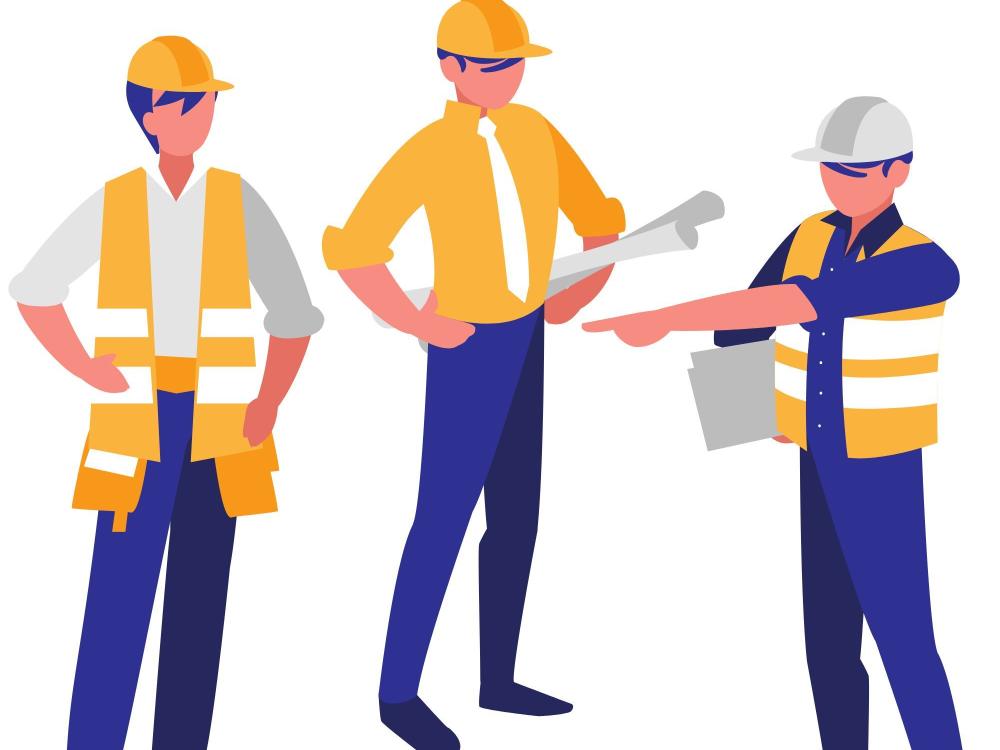 Drie mannen met veiligheidsvest